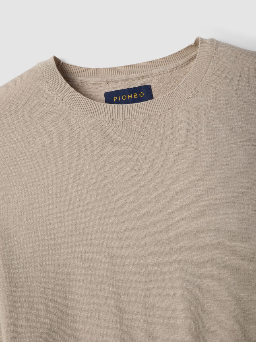 Short-sleeve beige cotton, linen, and silk blend regular fit t-shirt_5