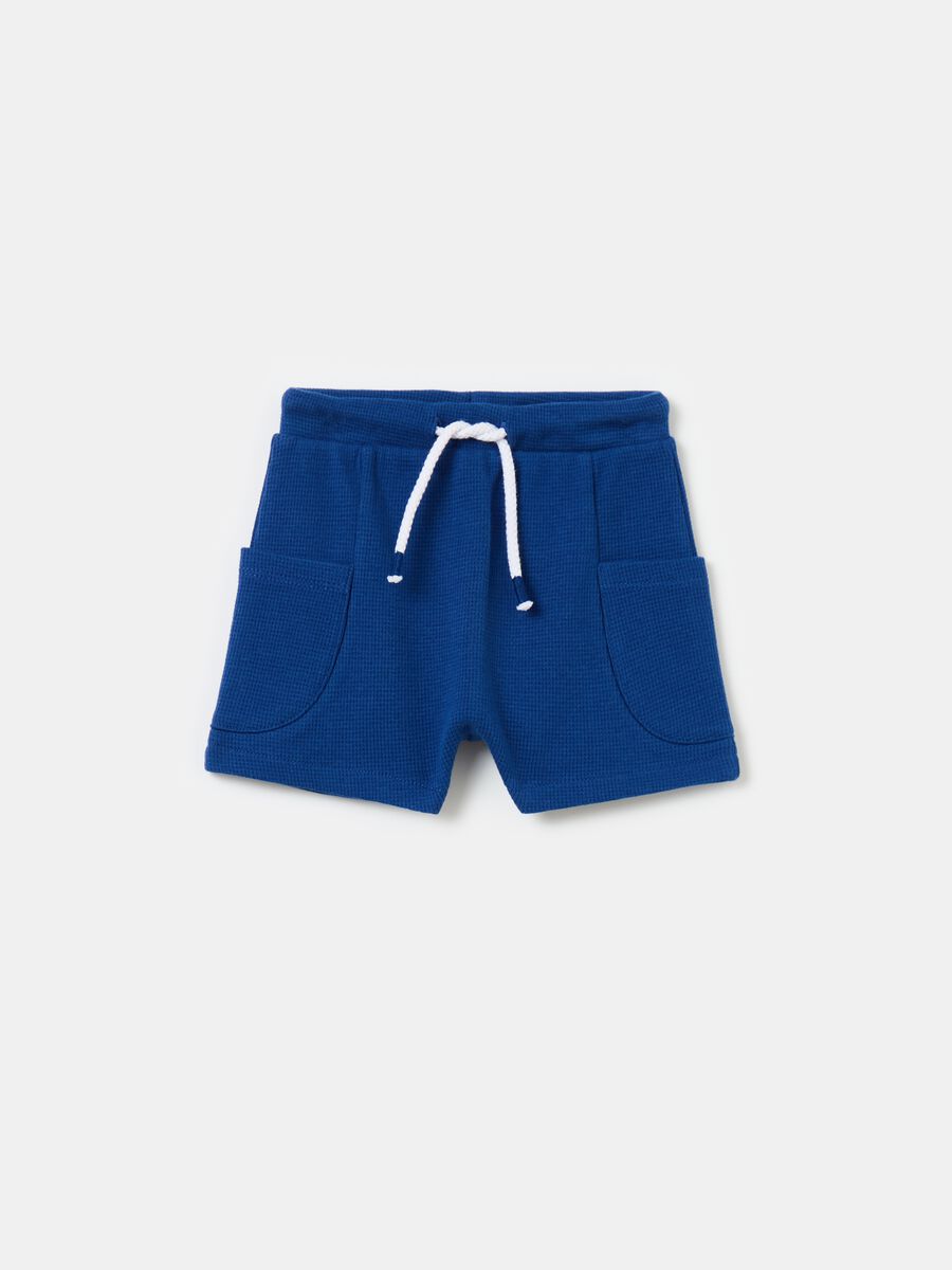 Shorts with waffle weave and drawstring_0
