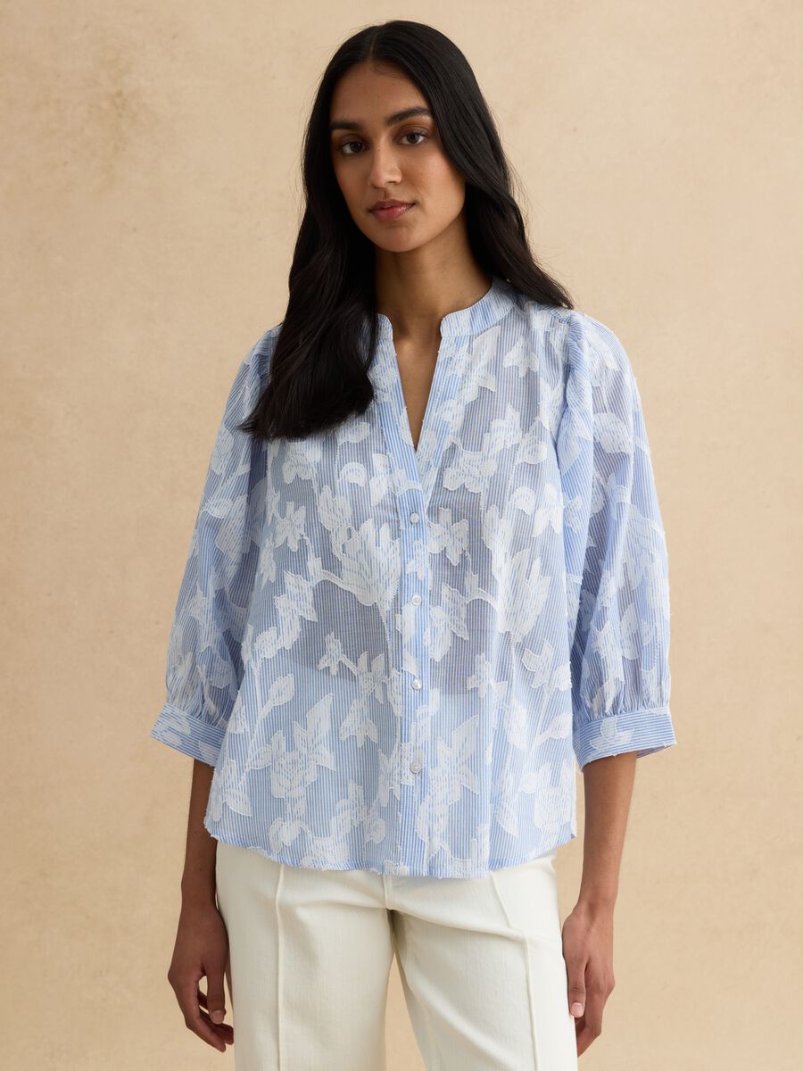 Multicolour pure cotton regular fit shirt with floral design_1