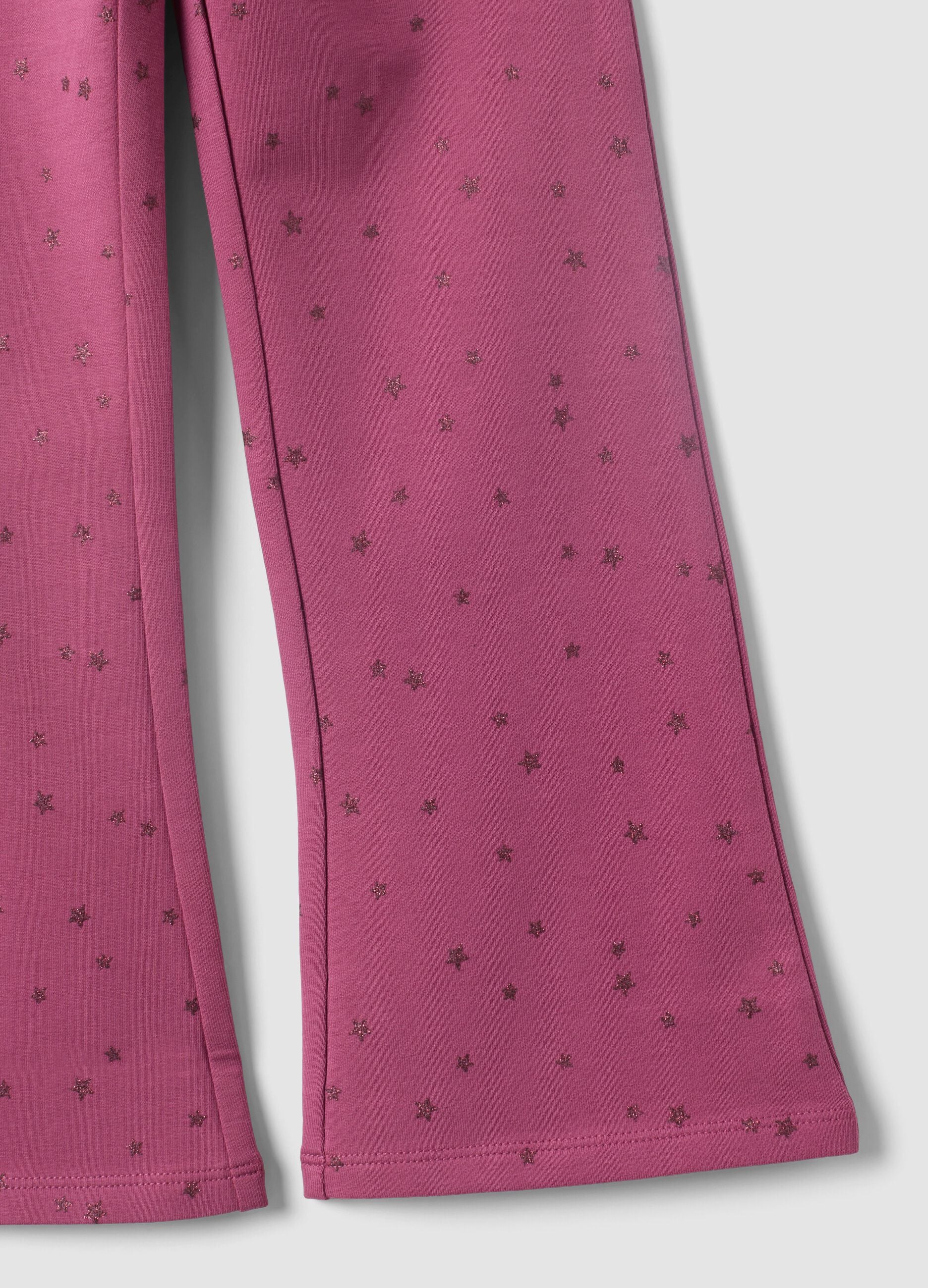 Girls&rsquo; purple flared stretch-cotton trousers with star print