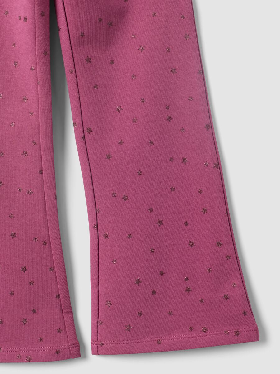Lila Flare-Hose aus Stretch-Baumwolle mit Sternchenmuster f&uuml;r M&auml;dchen_3