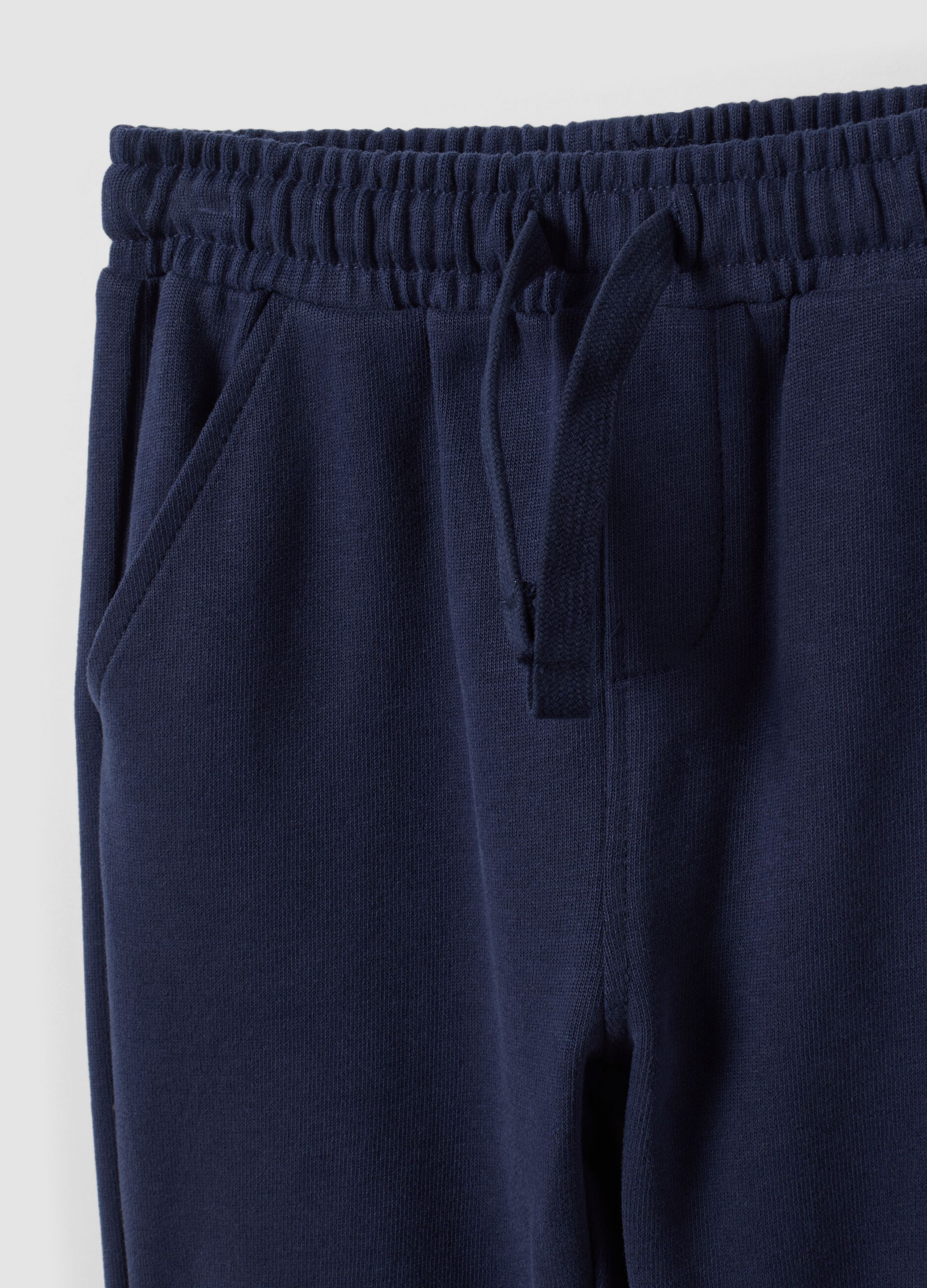 Blue organic cotton Mickey print joggers for baby boy