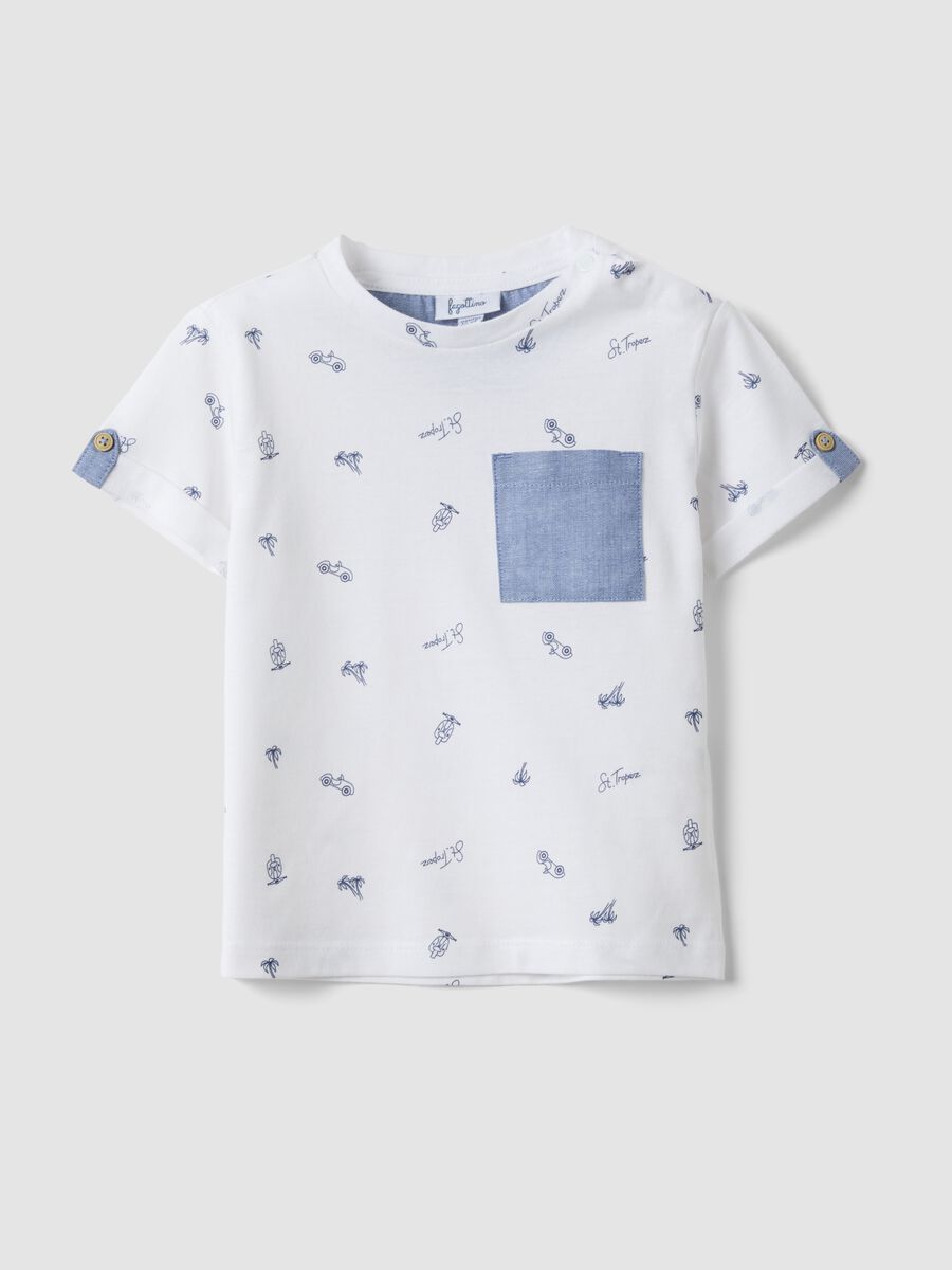 White pure cotton t-shirt for boys regular fit with designs_0