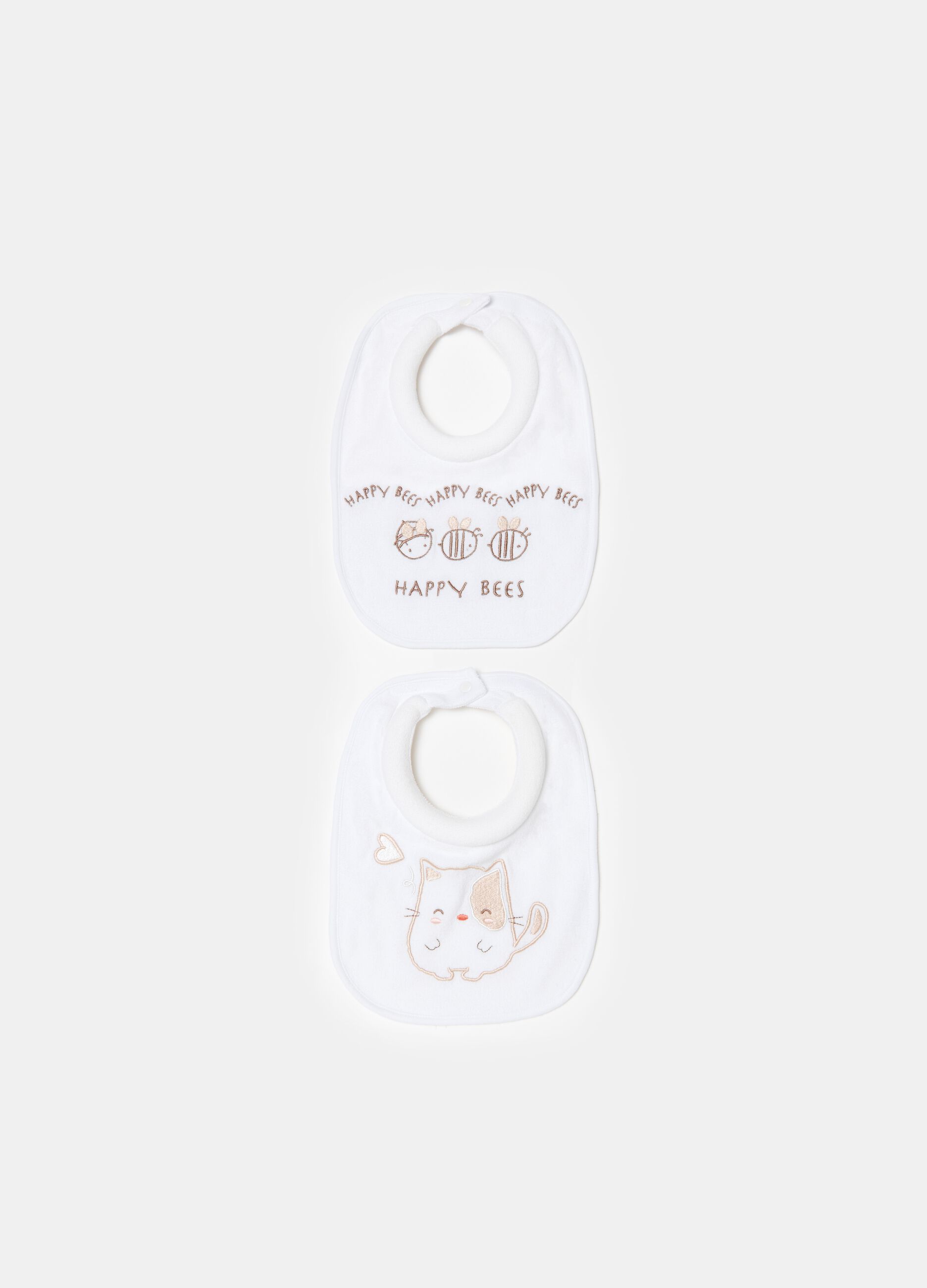 Two-pack bibs with animals embroidery