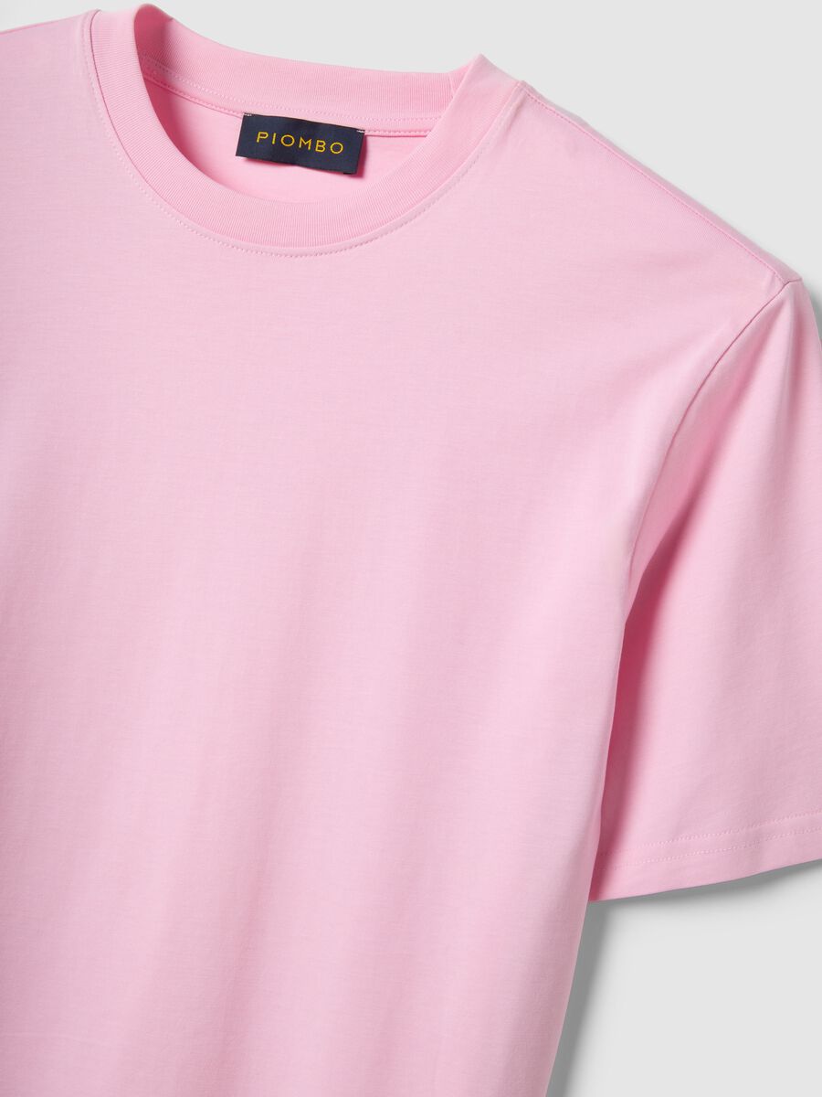Pink pure cotton crew neck t-shirt with relaxed fit_5
