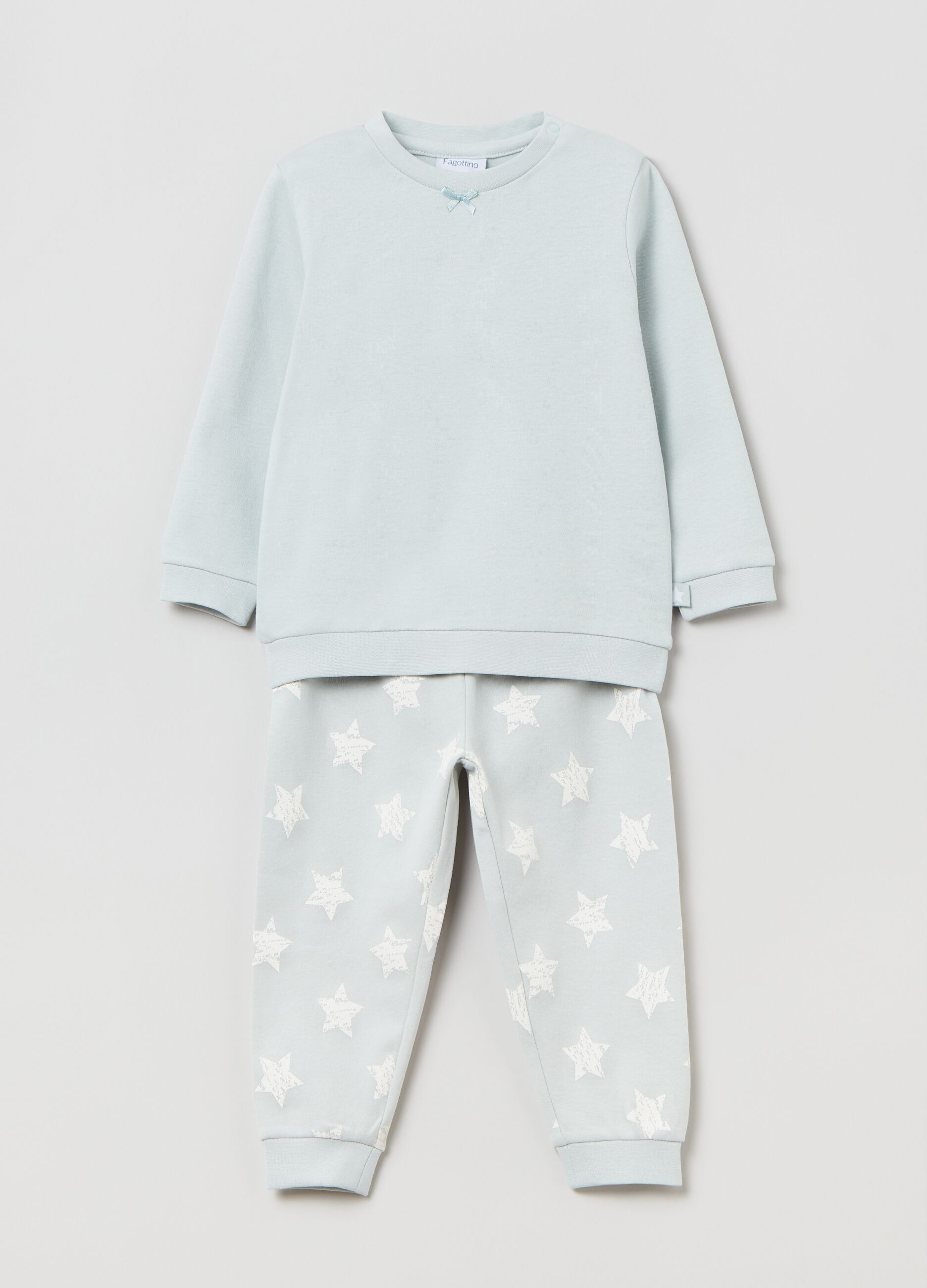 Pijama de algodón con lacito y estrellas