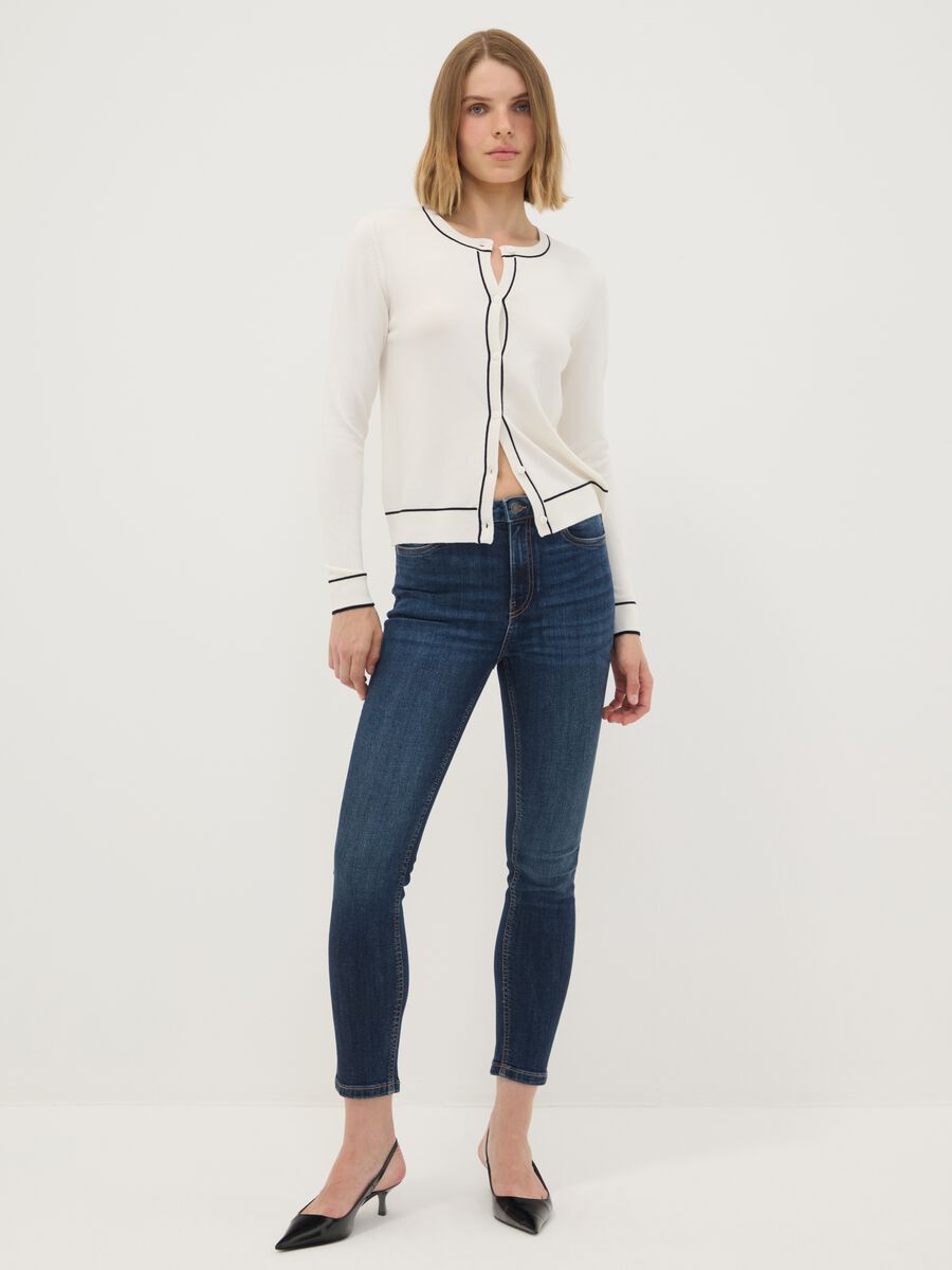 Mid-wash skinny-fit jeans in stretch cotton_0