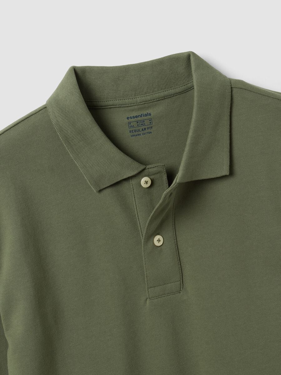 Green long-sleeve organic cotton piqu&eacute; polo shirt, regular fit_5
