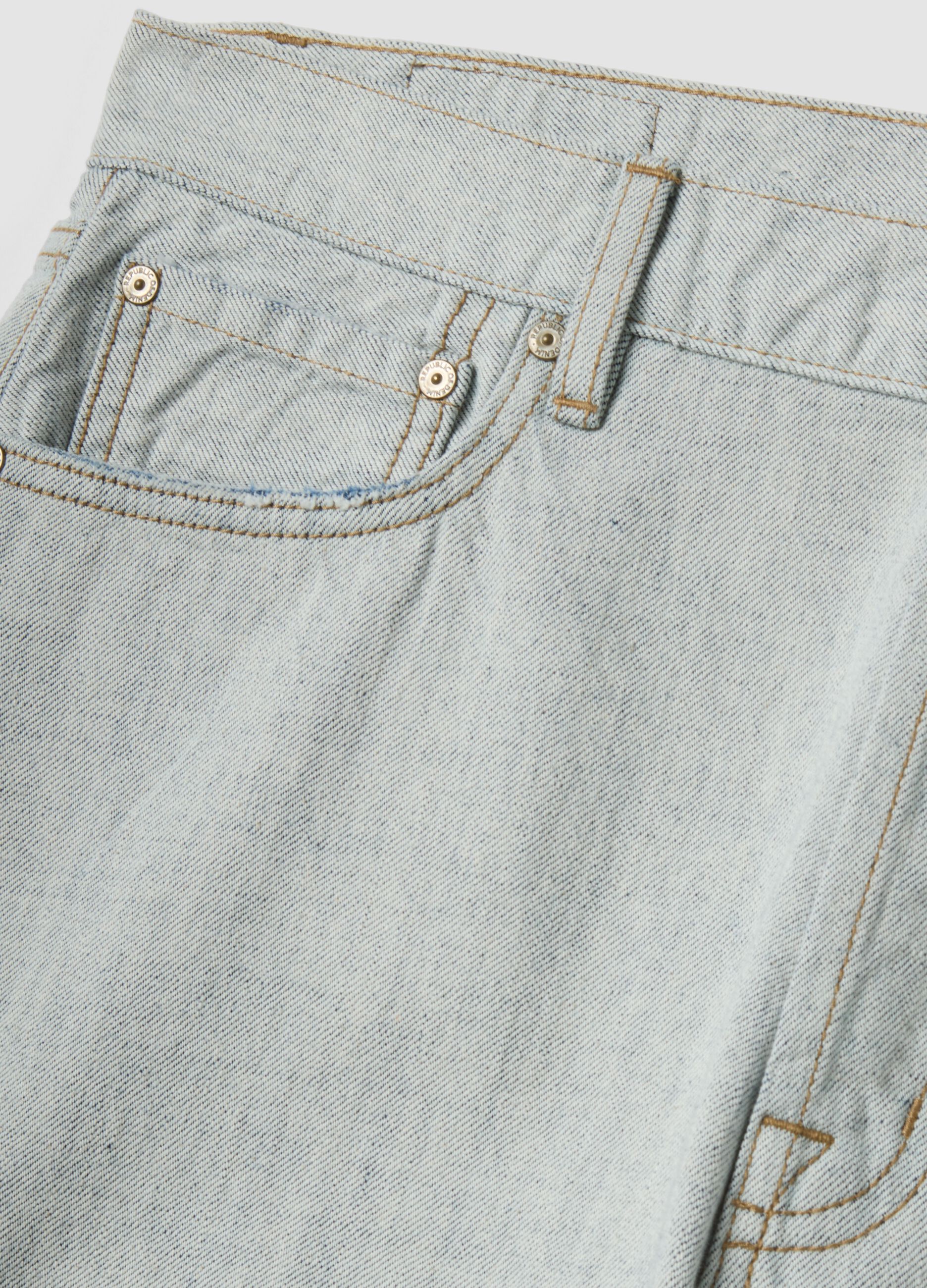 Light Blue Pure Cotton Relaxed-Fit Denim Jeans