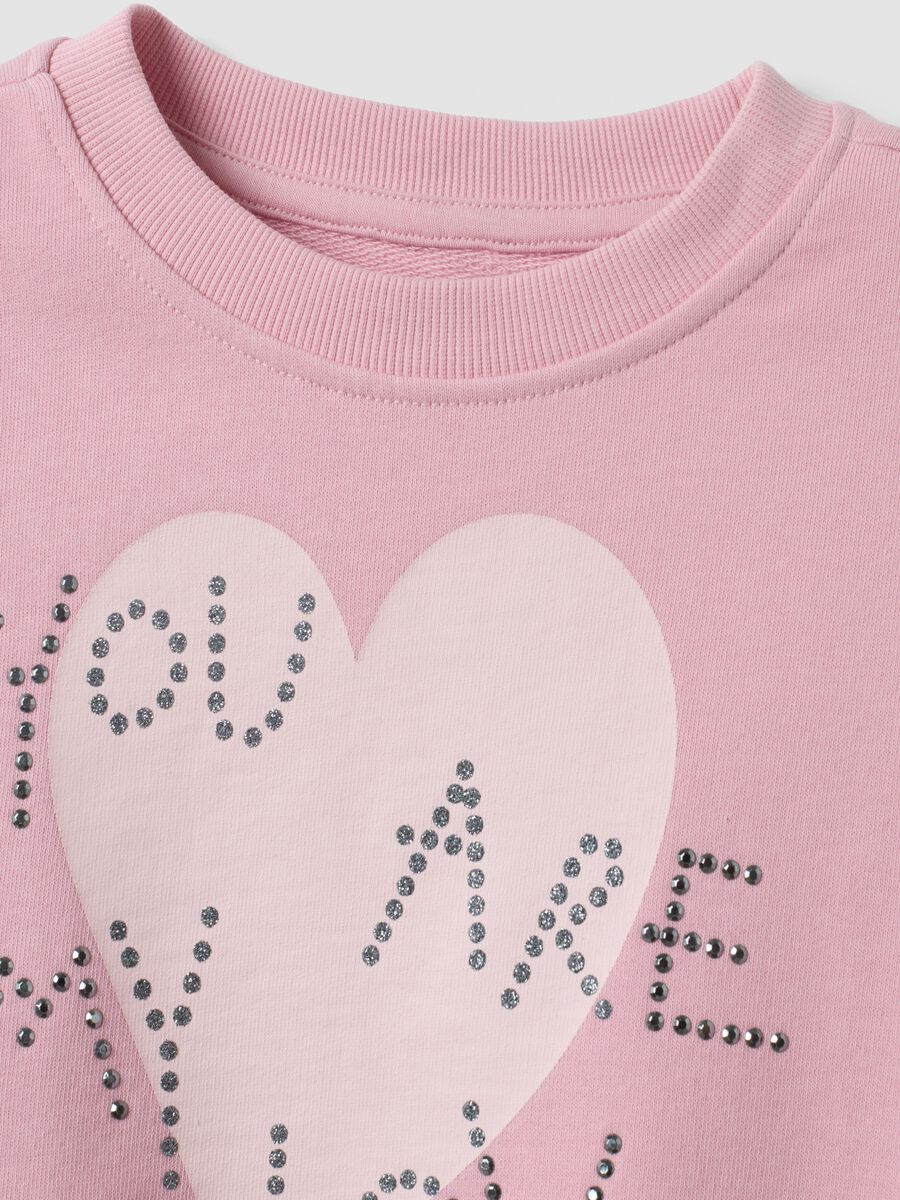Rosa Sweatshirt aus reiner Baumwolle mit Herz-Print, Regular Fit, f&uuml;r M&auml;dchen_2