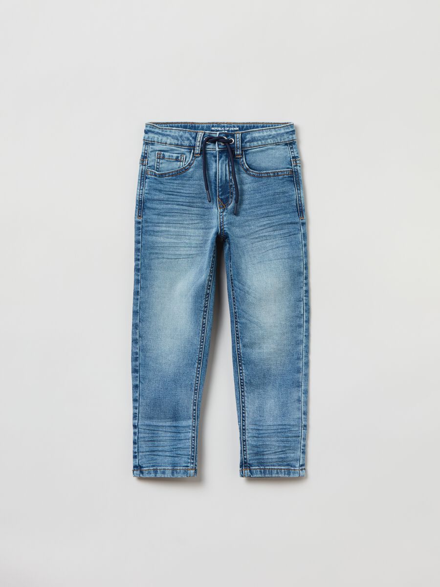 Slim-fit jeans with five pockets and drawstring_0