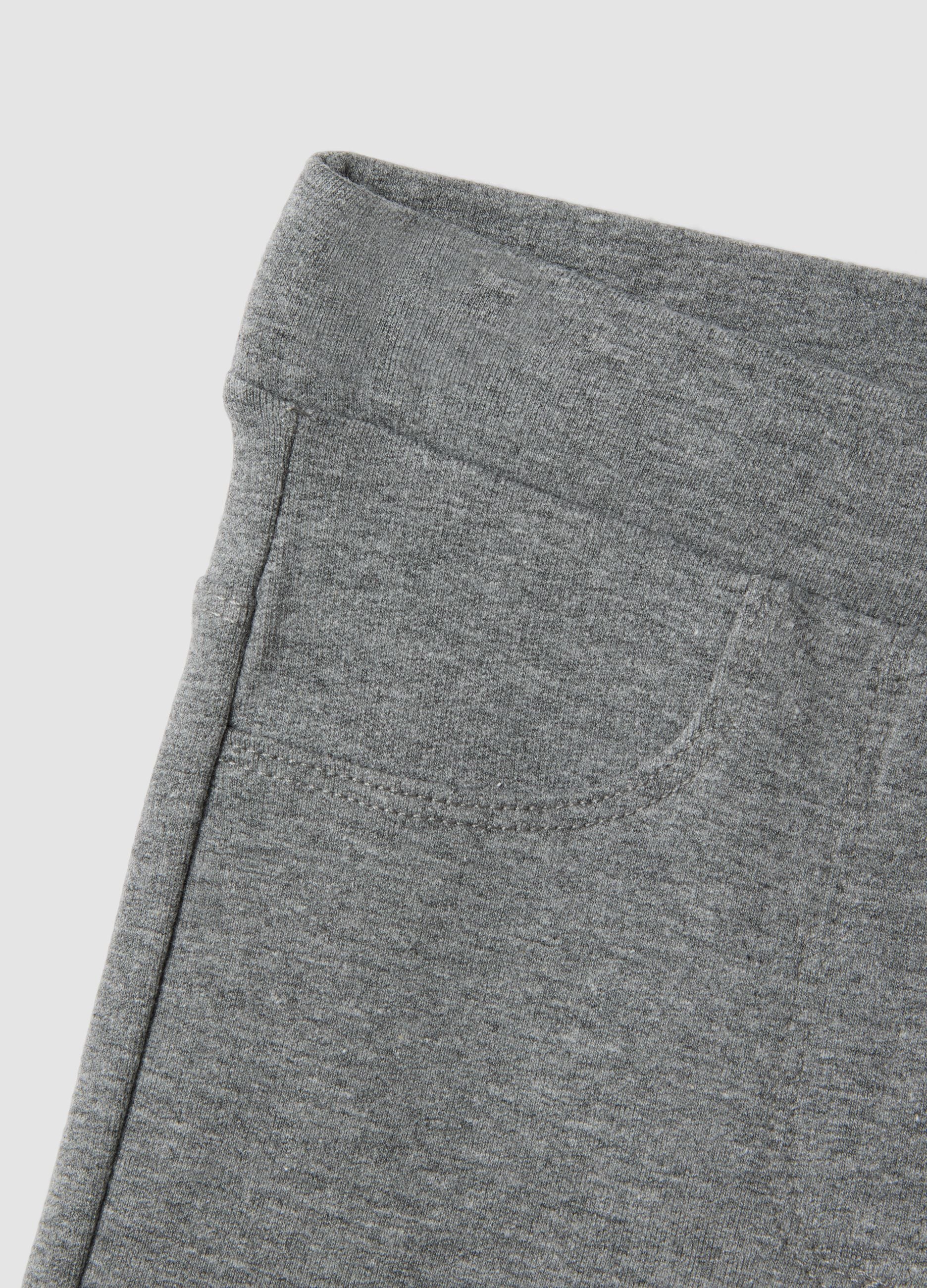 Grau melierte Flare-Treggings aus elastischer Bio-Baumwolle