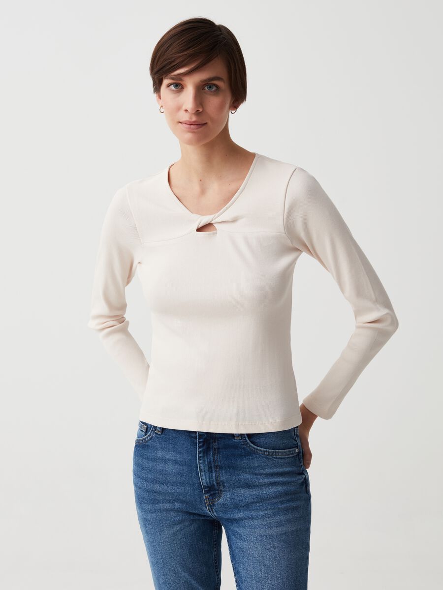 Long-sleeved T-shirt with knot_0
