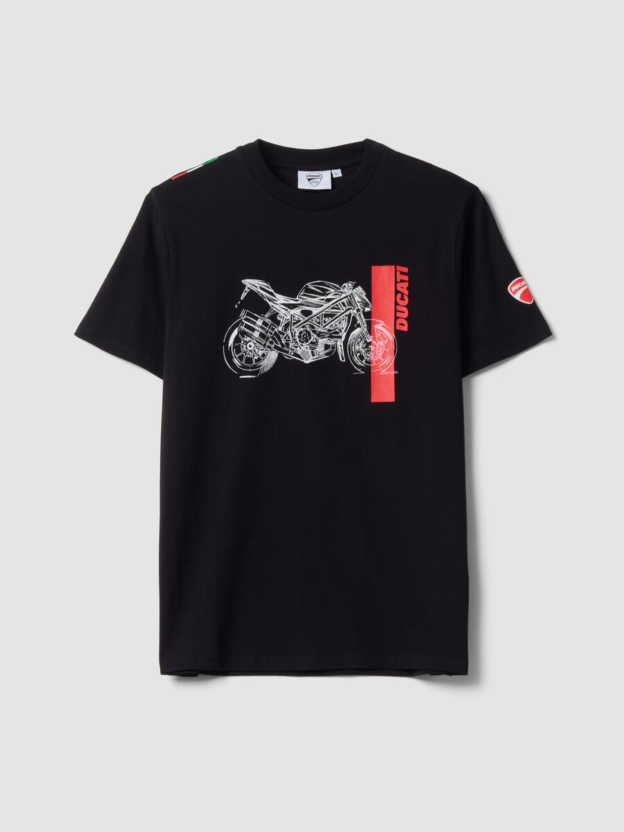 Black pure cotton Ducati print T-shirt, regular fit_0