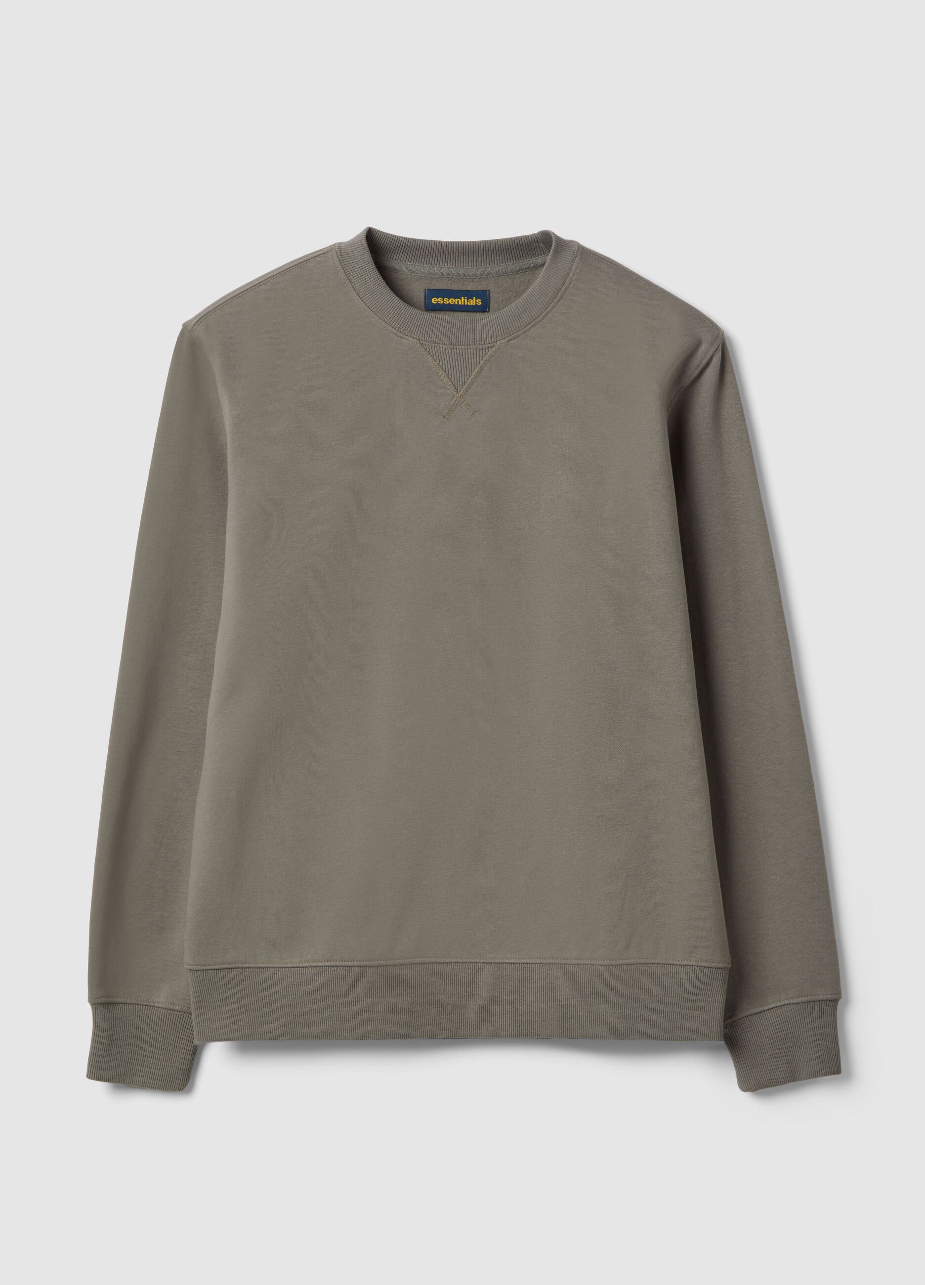 Felpa girocollo in misto cotone grigia regular fit