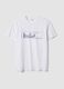 White pure cotton T-shirt with front print_0