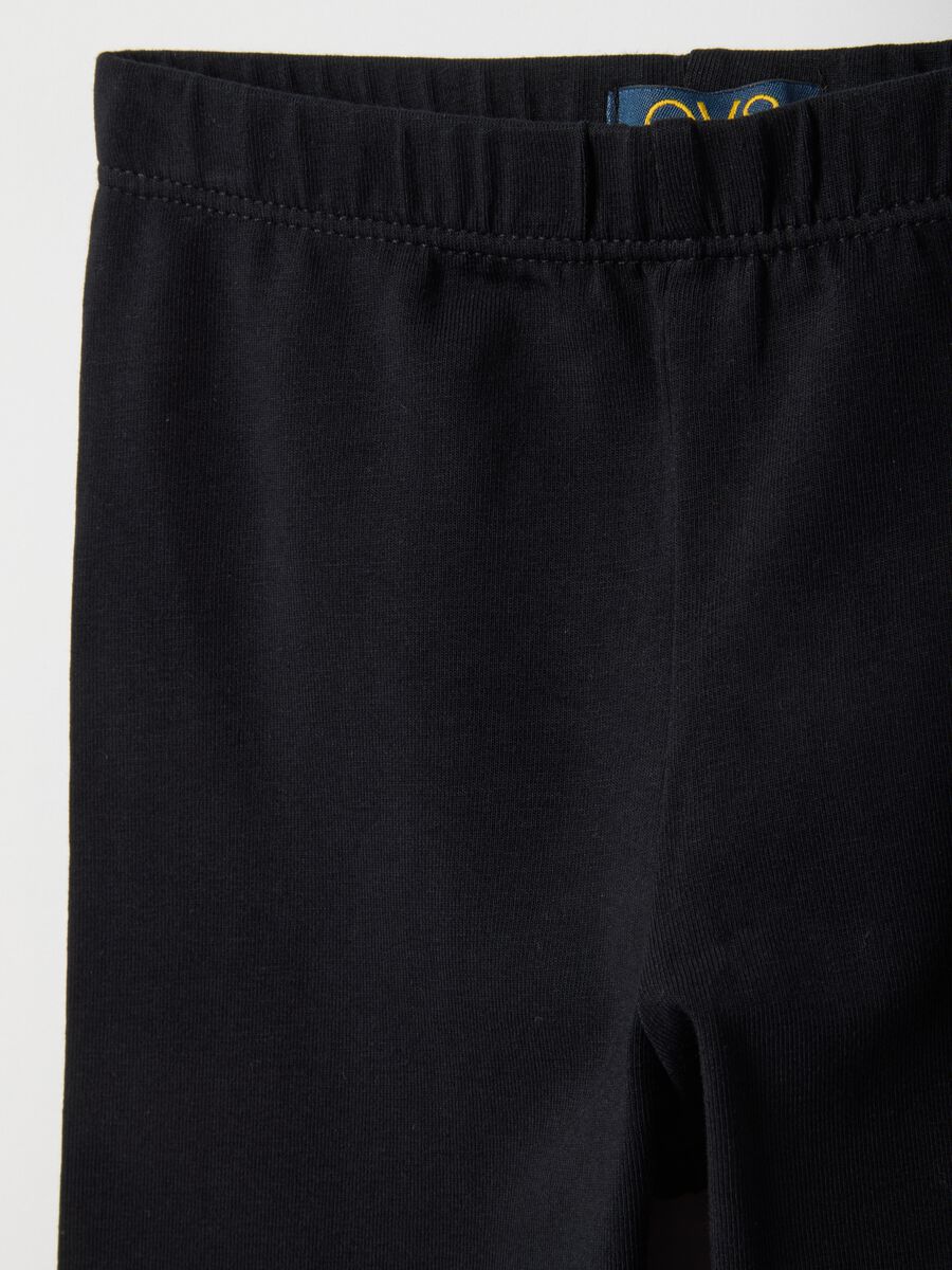 Girls' Slim Fit Black Stretch Cotton Leggings_2