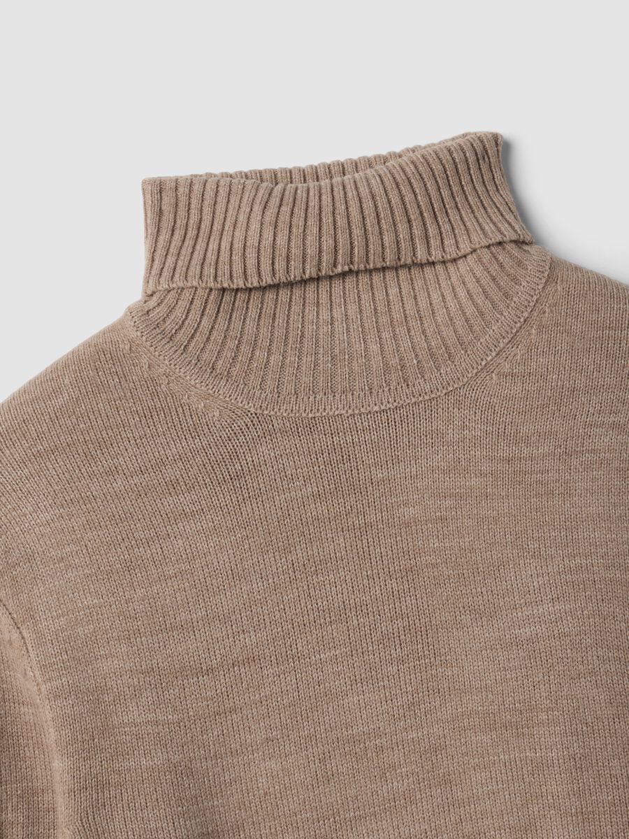 Maglia beige a dolcevita regular fit in jersey knit_1