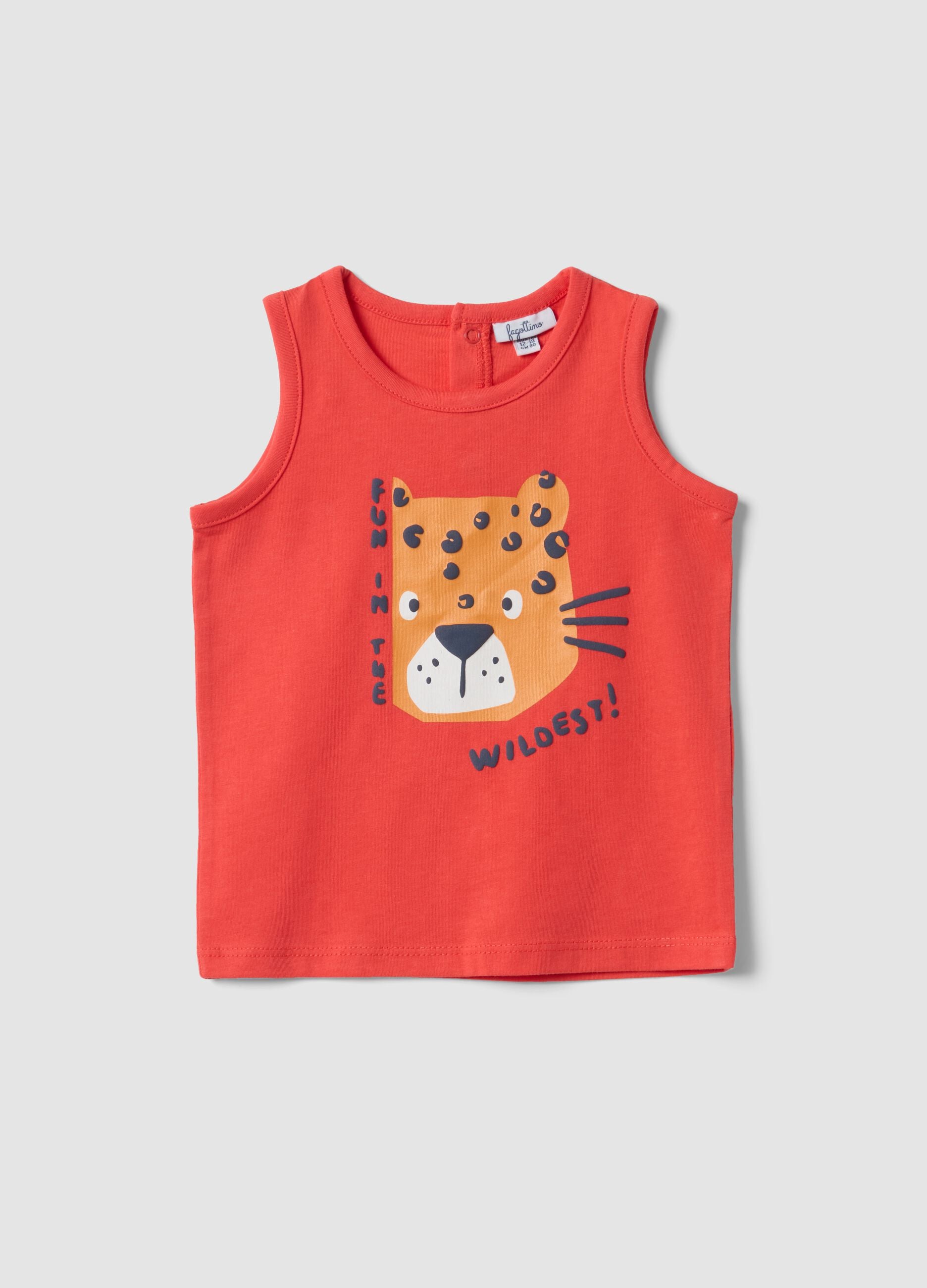 Rotes Tanktop aus reiner Baumwolle mit Print