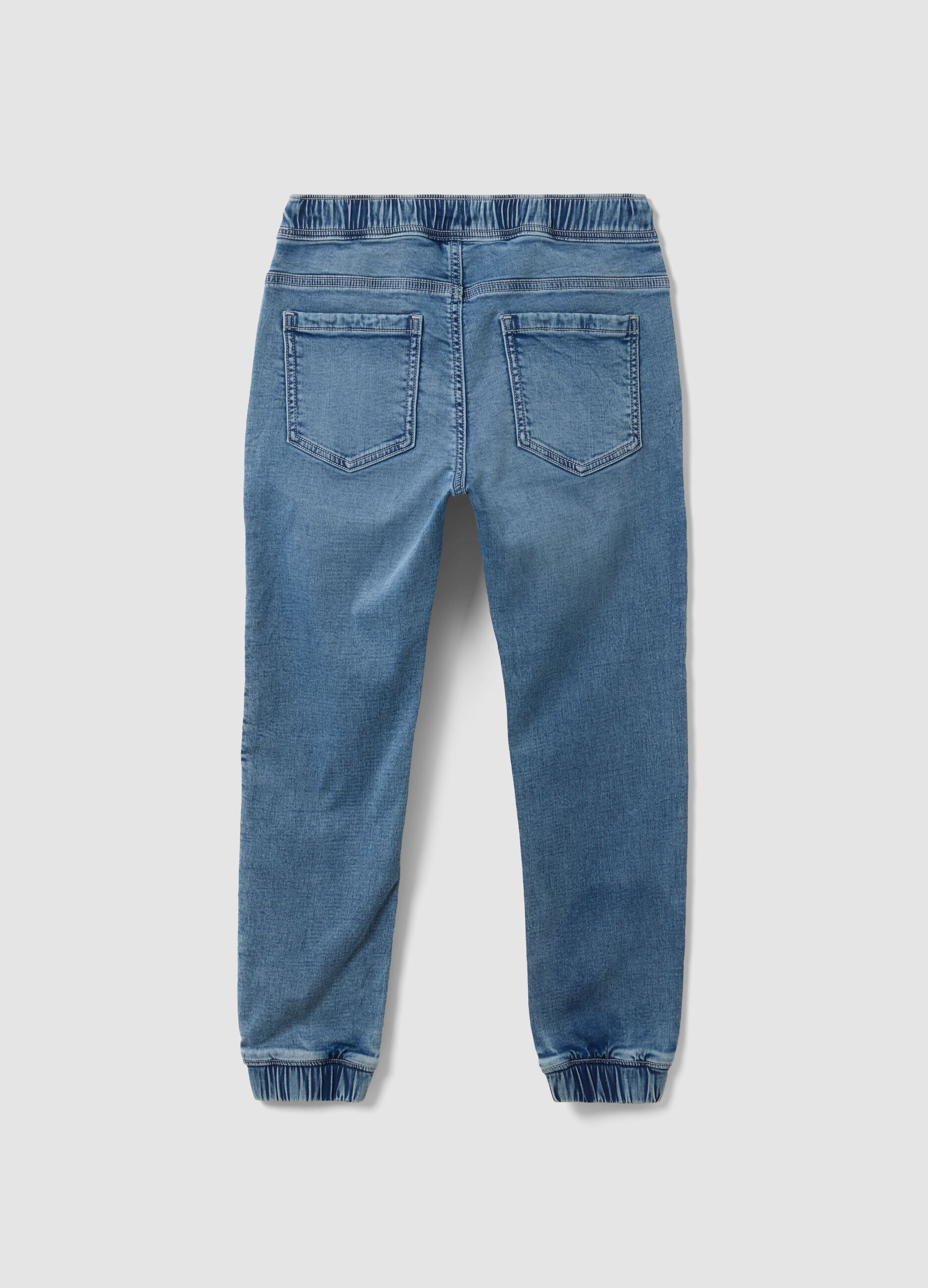 Blue stretch-cotton jogger jeans with drawstring for boys