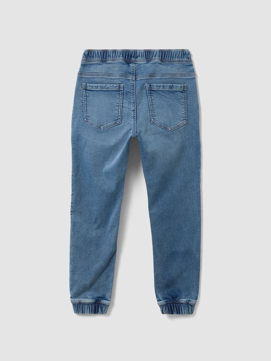 Blue stretch-cotton jogger jeans with drawstring for boys_2