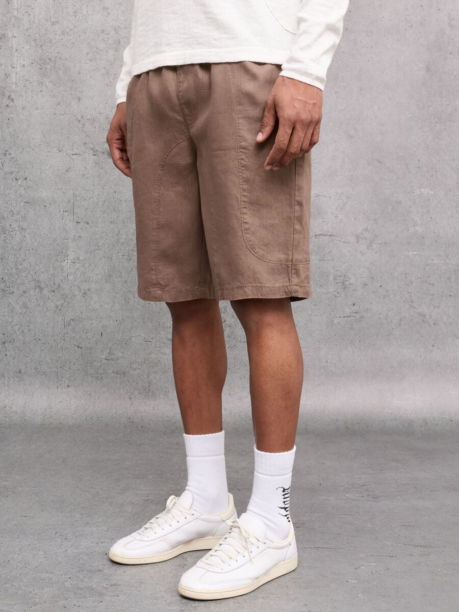 100% Linen Shorts in Mocha_2