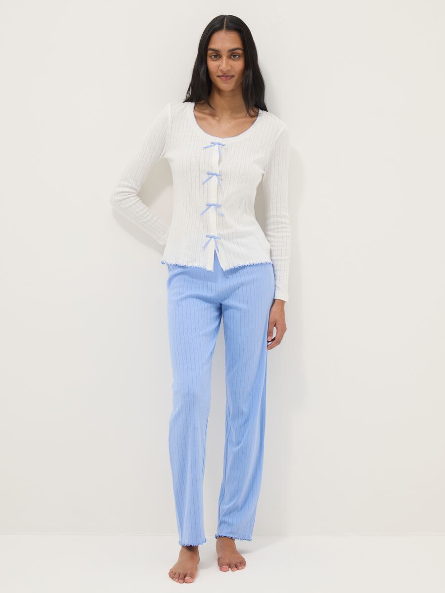 Blue pure cotton regular fit pyjama trousers_0