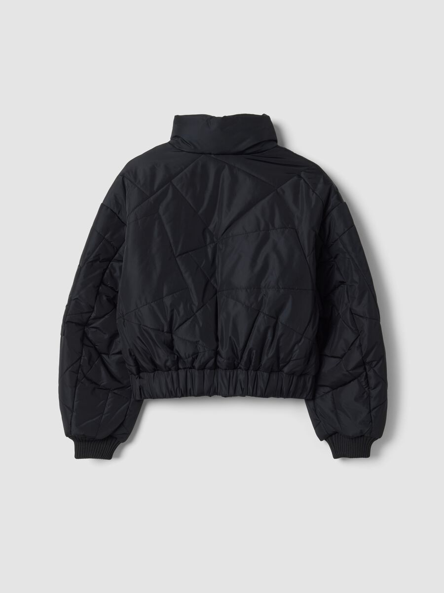 Black padded jacket with zip and high neck_2