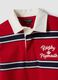 Polo rugby rossa in puro cotone a righe regular fit per bambino_1