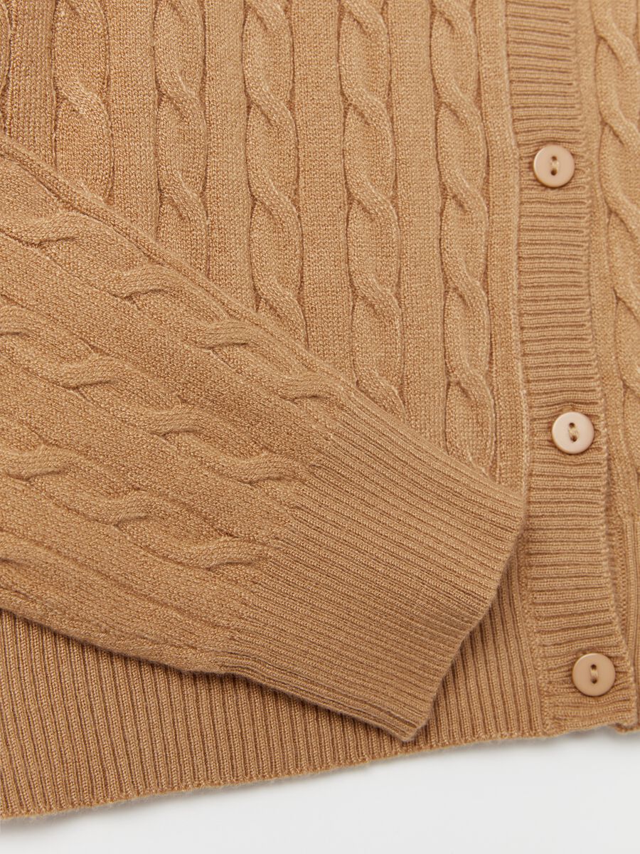 Ribbed cardigan with cable-knit design_5