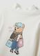 T-shirt bianca in puro cotone organico con collo rialzato e stampa orsetto_2