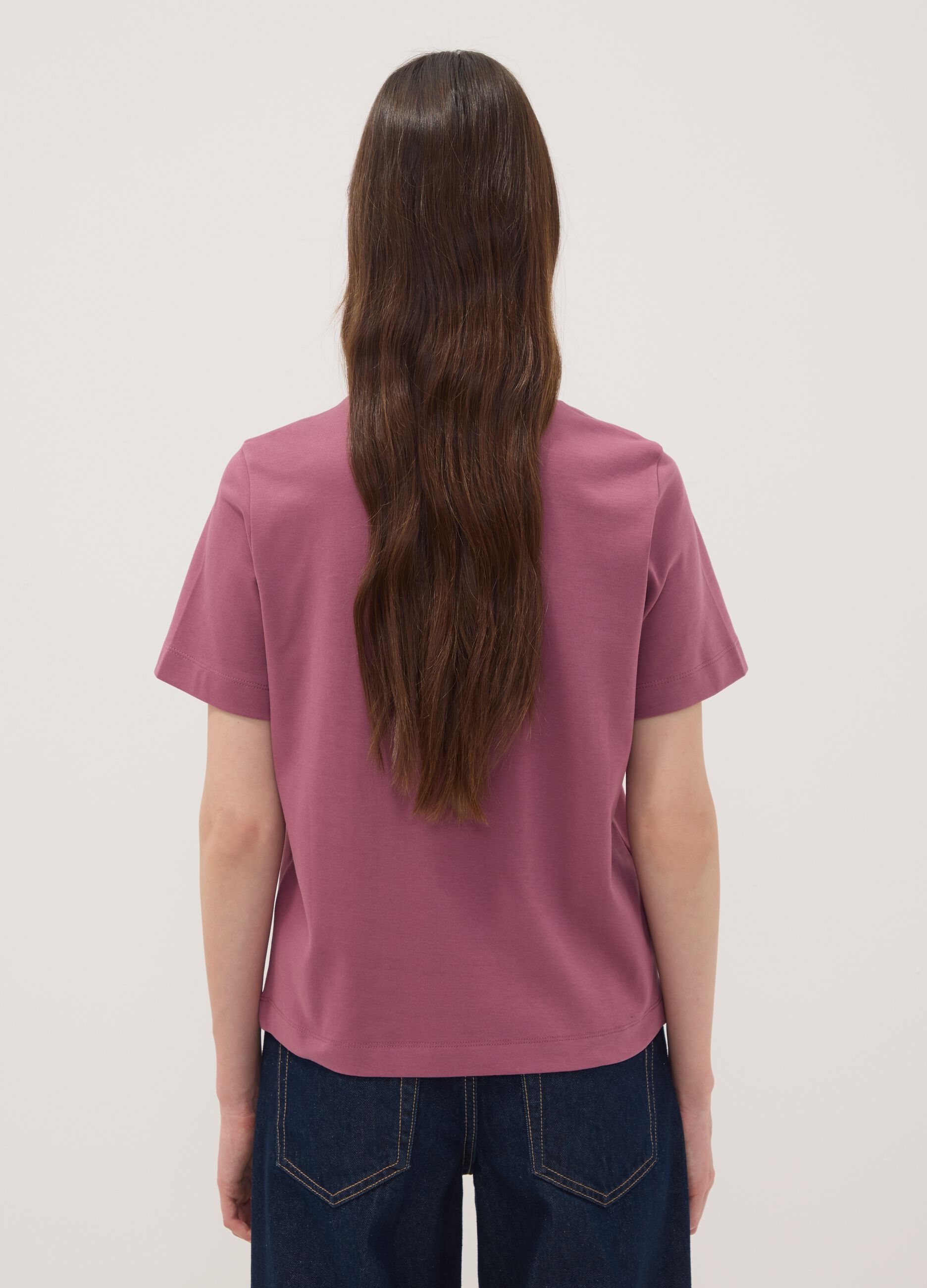 Pink relaxed-fit pure cotton short-sleeve T-shirt