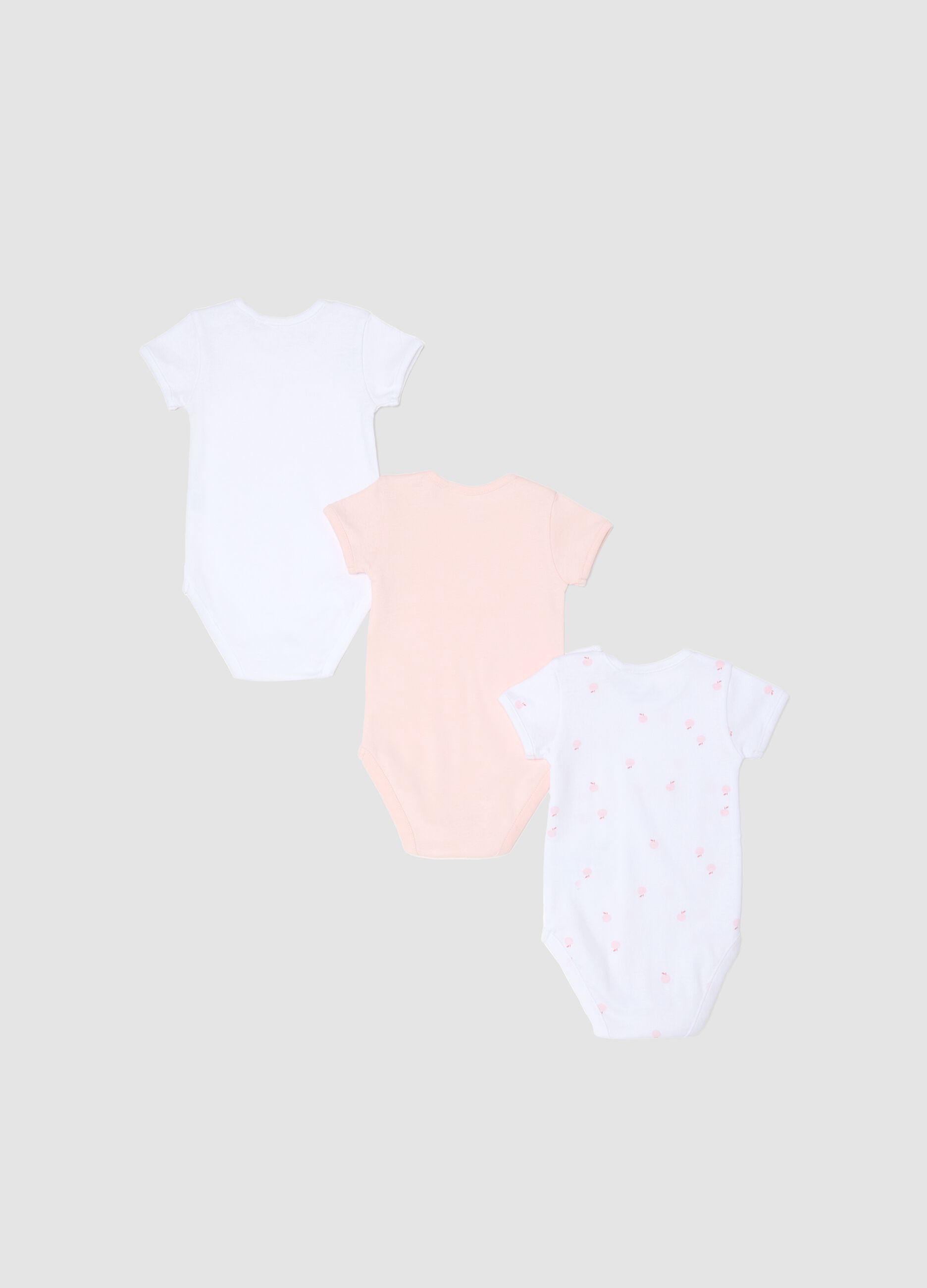 Baby girls' multicolour pure cotton body tripack with fruit
