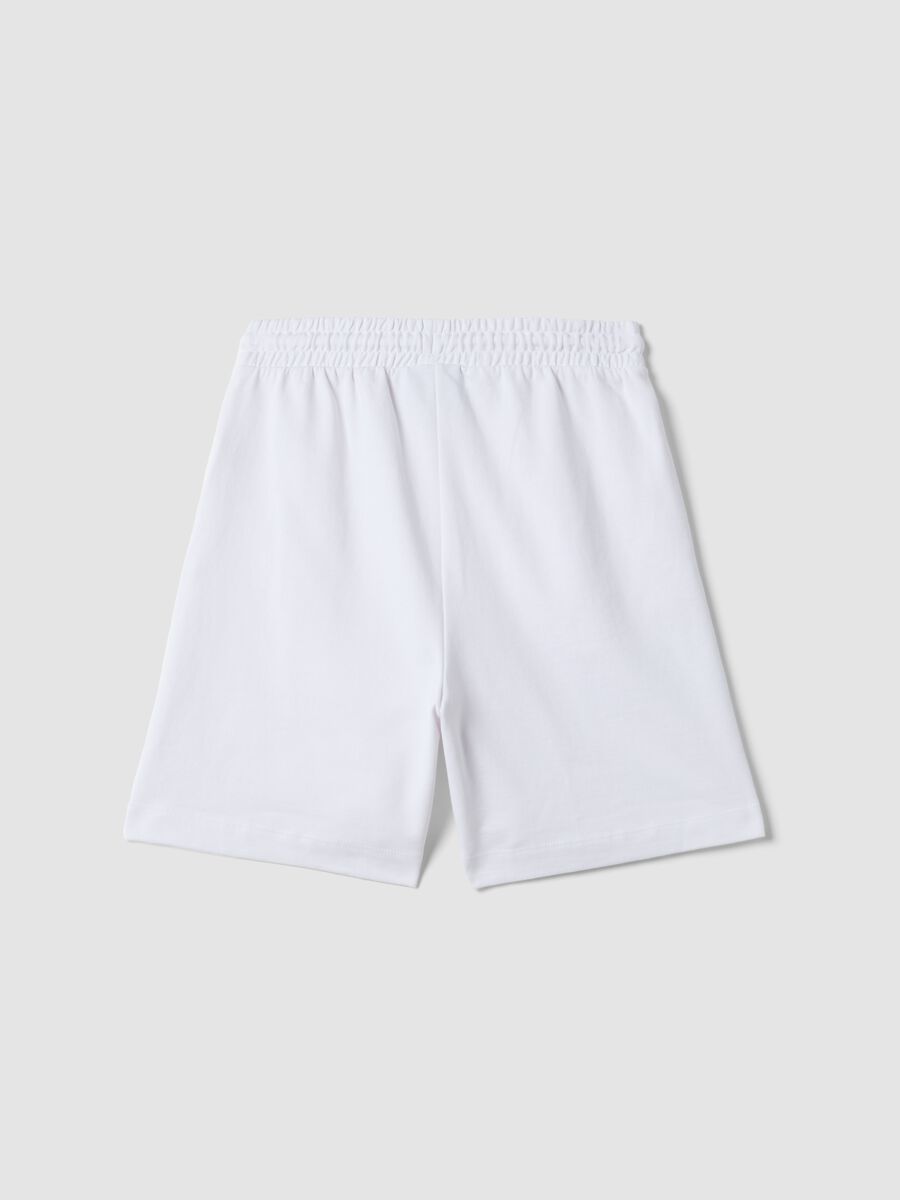 Wei&szlig;e Shorts aus reiner Baumwolle mit elastischem Bund_4