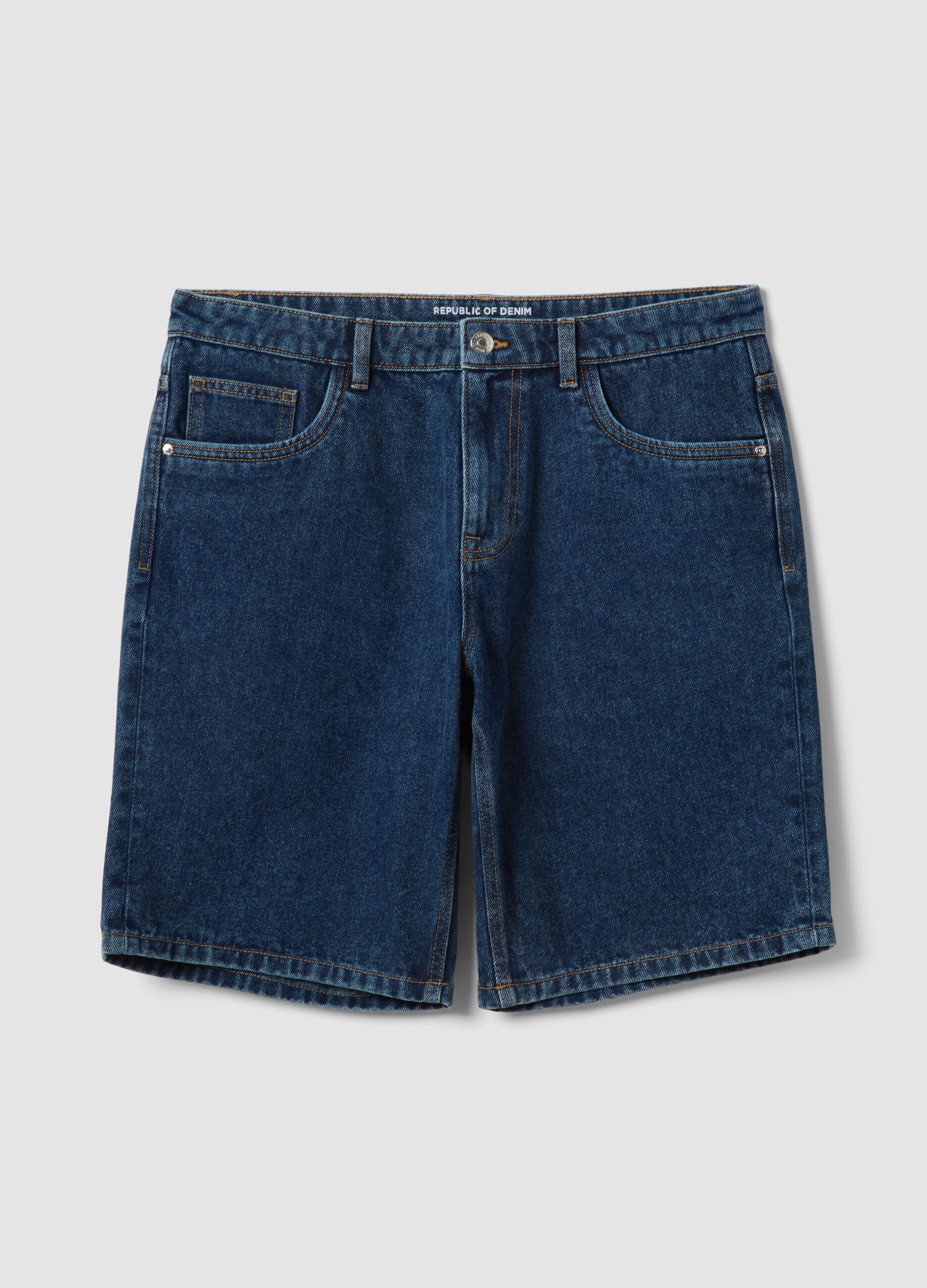 Blue denim Bermuda shorts in cotton blend, regular fit
