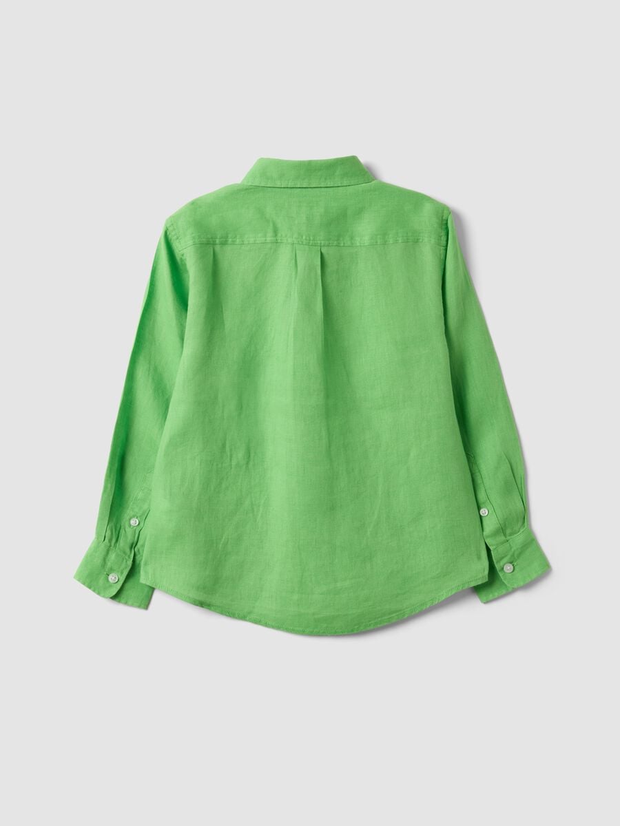 Green pure linen oversized kids&rsquo; shirt_4