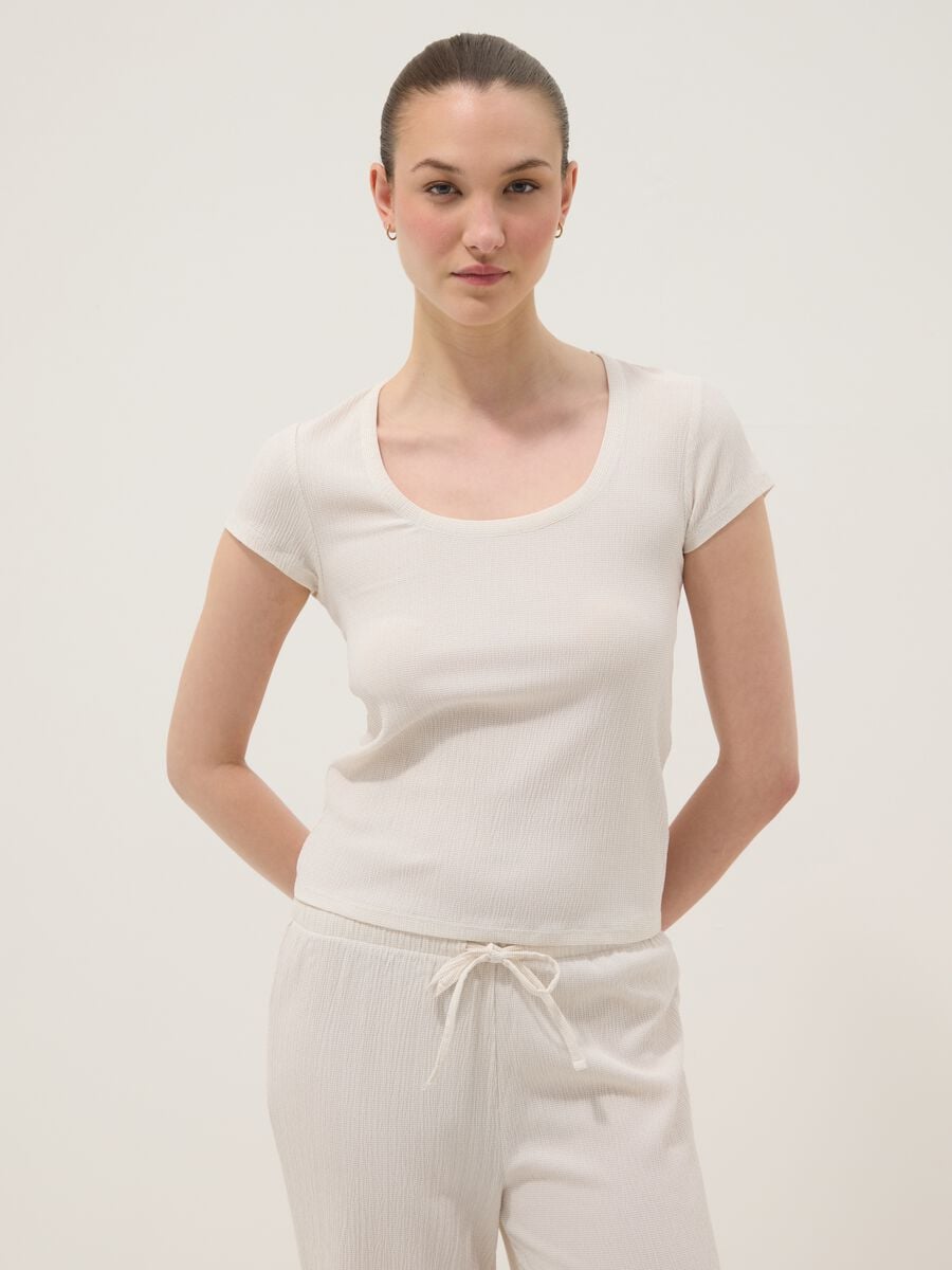 White short-sleeved stretch T-shirt_2