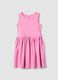 Girls' sleeveless pink pure cotton dress regular fit_0