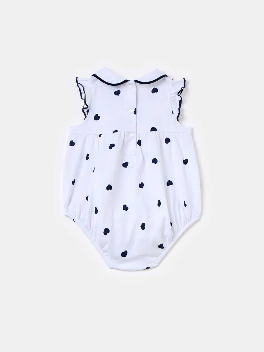 Organic cotton romper suit with hearts print_0