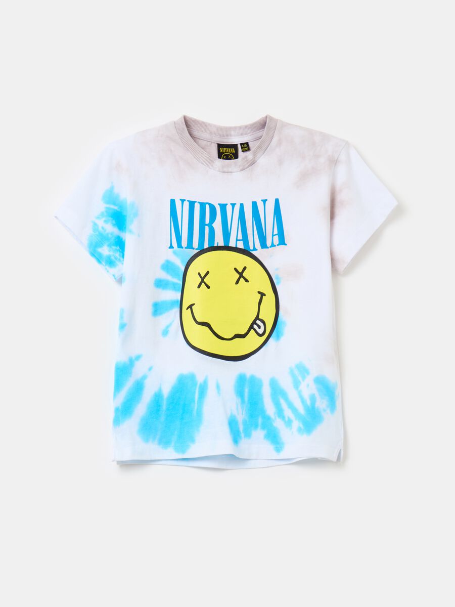 Tie-dye T-shirt with Nirvana print_0