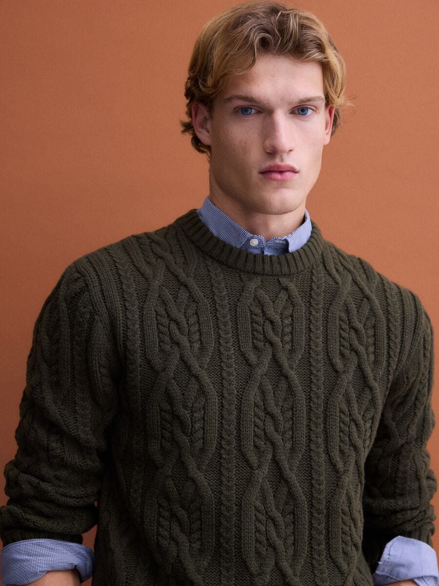 Green regular-fit jacquard wool-blend jumper_0
