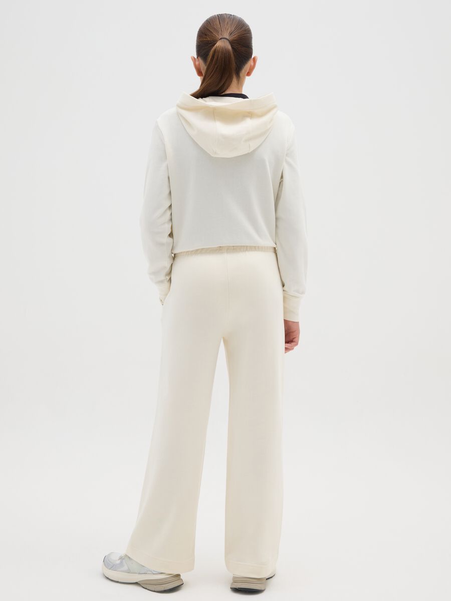 Girls' beige pure cotton regular fit trousers_4