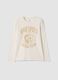 White organic cotton T-shirt with varsity-style print_0