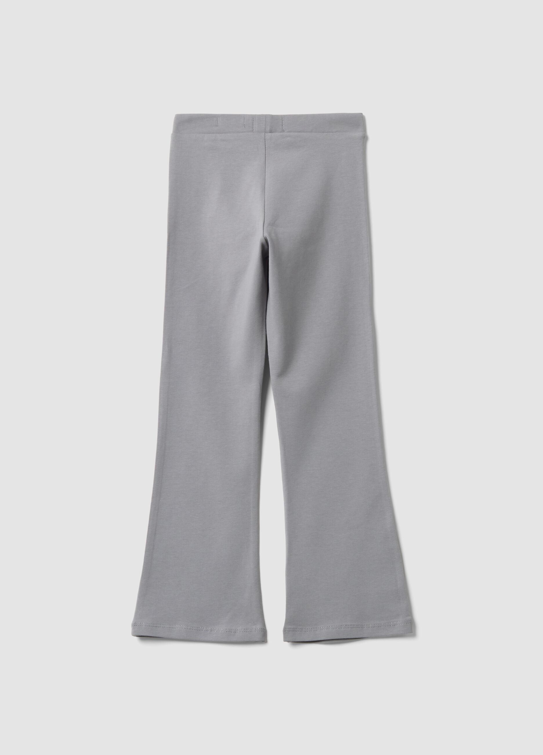 Graue Flared-Leggings aus Stretch-Baumwolle f&uuml;r M&auml;dchen