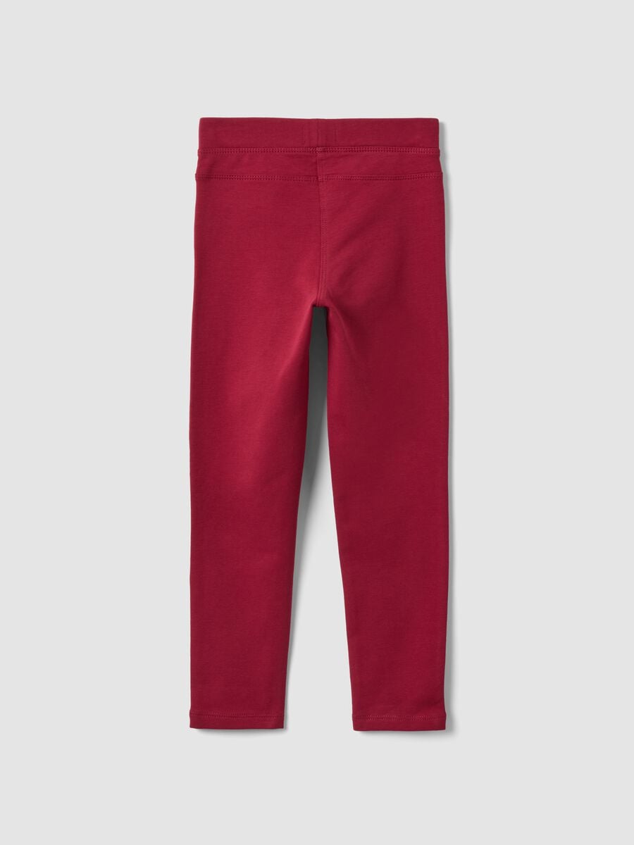 Red slim-fit organic stretch cotton treggings for girls_1