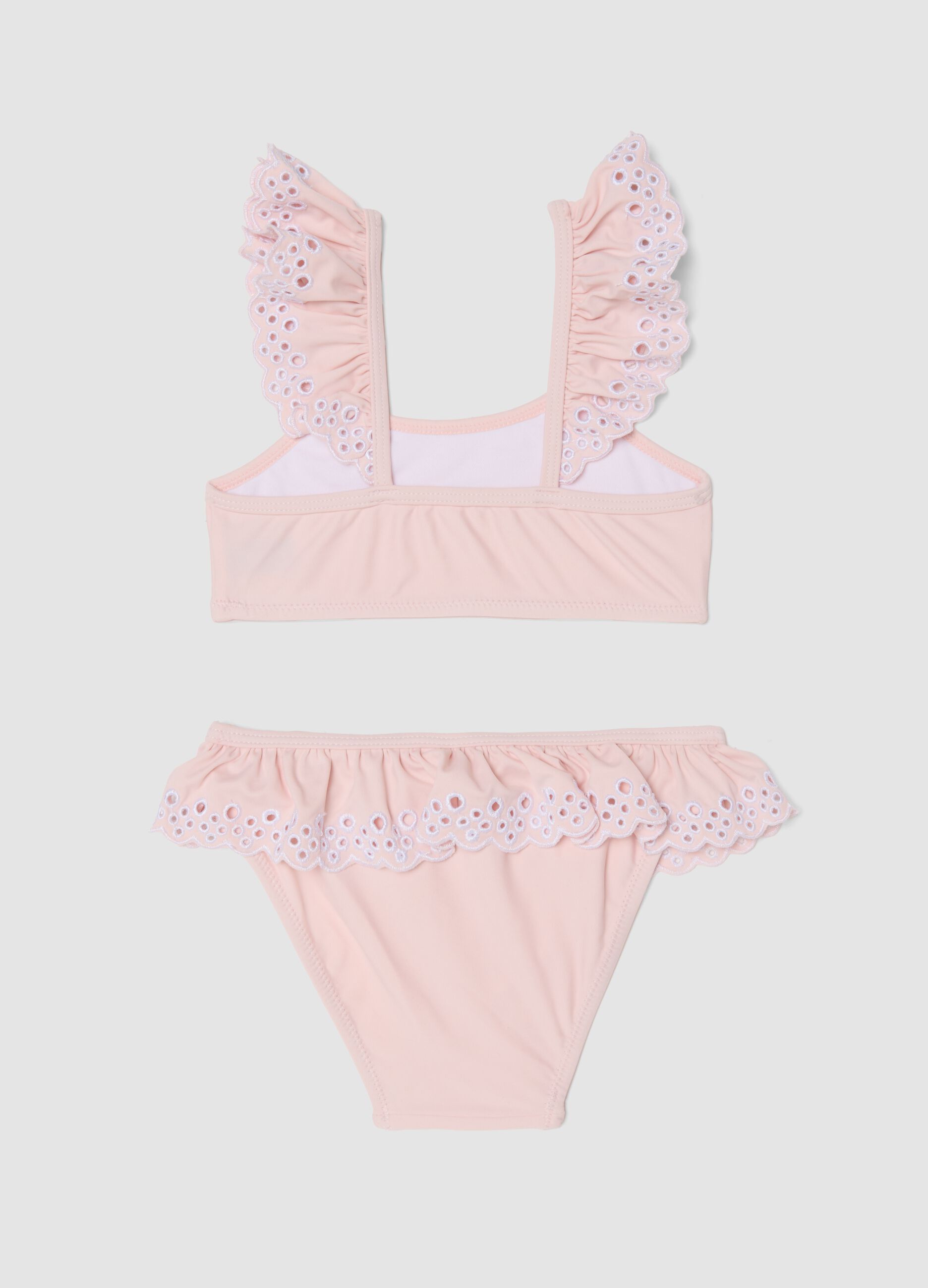 Pink stretch bikini with frilled detailing