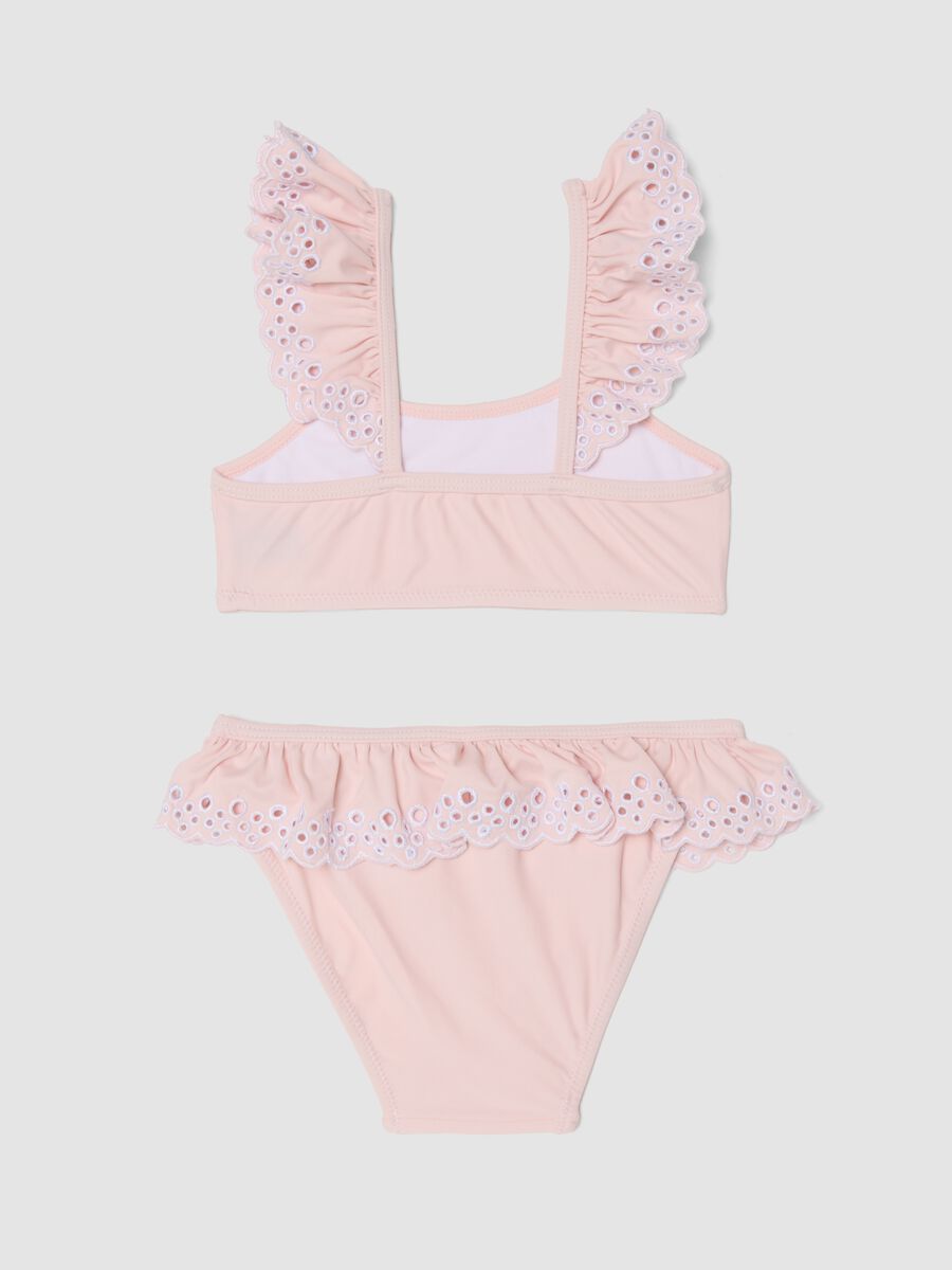 Pink stretch bikini with frilled detailing_1