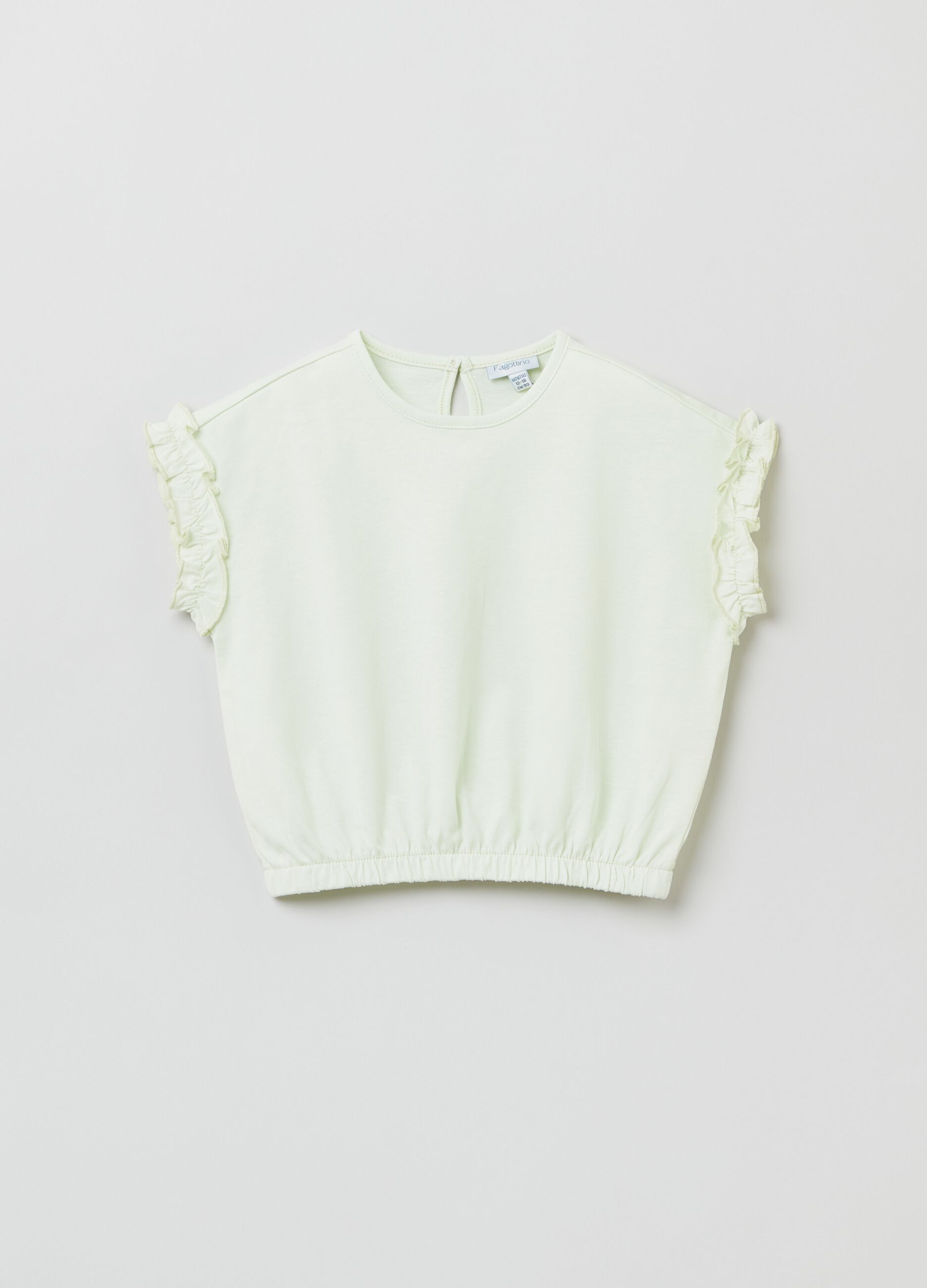 T-shirt crop in cotone con rouches