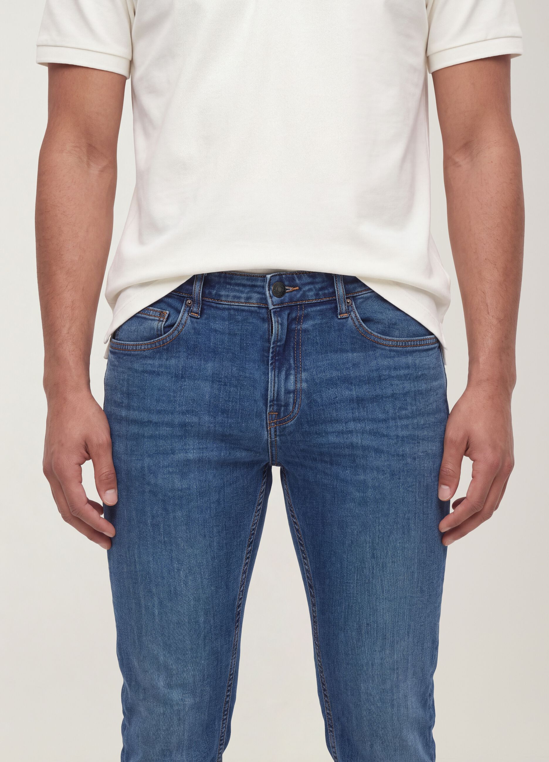 Blue skinny stretch-cotton jeans