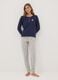 Navy pure organic cotton pyjamas with henley neckline_0